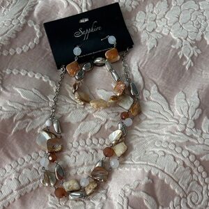 Women's Jewelry Set - Silver and Brown